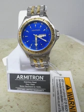 Armitron Mens Two Tone Watch W/ Day/Date W R 165 Feet BRAND NEW