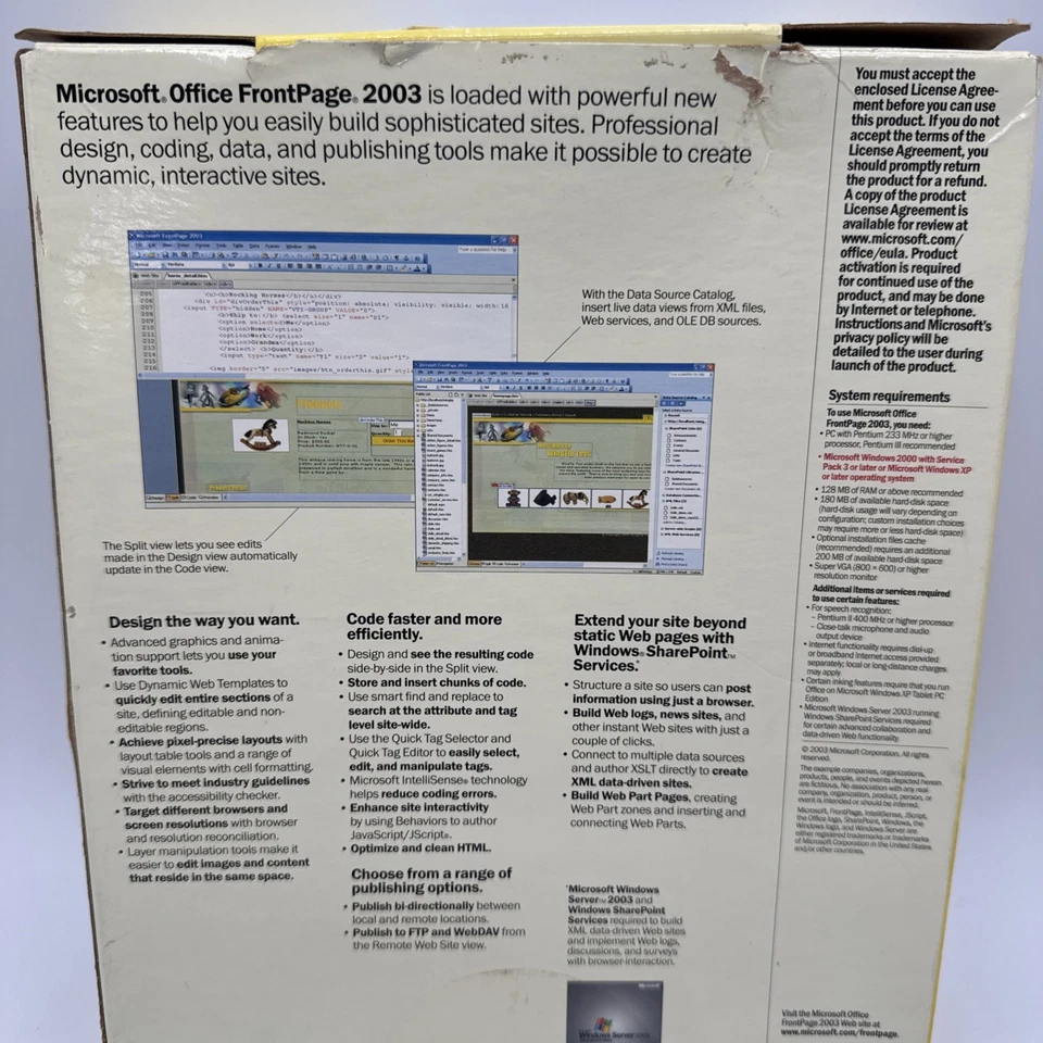 Vintage Microsoft FrontPage 2003 2000 Upgrade Web Design Software Windows XP CD - Image 2 of 4