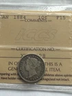 Key 1884 Canada silver 10 cents Coin ICCS F15
