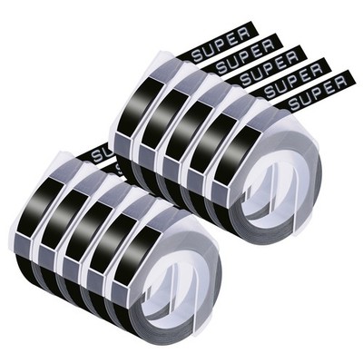 A521209 DYMO 3D Embossing Label Tape Organizer Xpress White/Black 12mm x10PCS