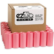 Pink Poop Bags - 1000 Count Dog Waste Bag, Cat Litter, EZ Pick Up Puppy Waste
