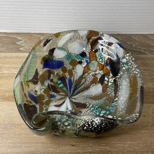 Vintage Italian Murano Mid Century Art Glass Tutti Frutti Bowl