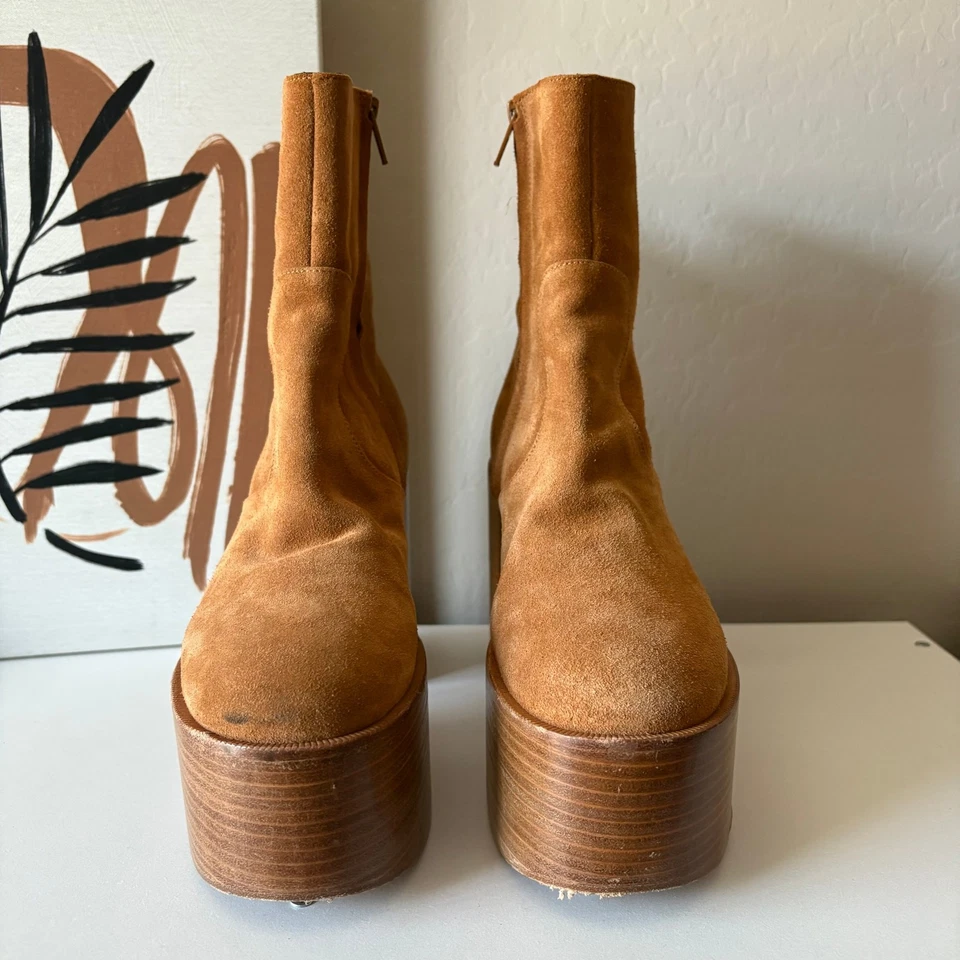 Simon Miller High Raid Platform Chunky Suede Leather Platform Brown Boot Size 38 - Image 2 of 4