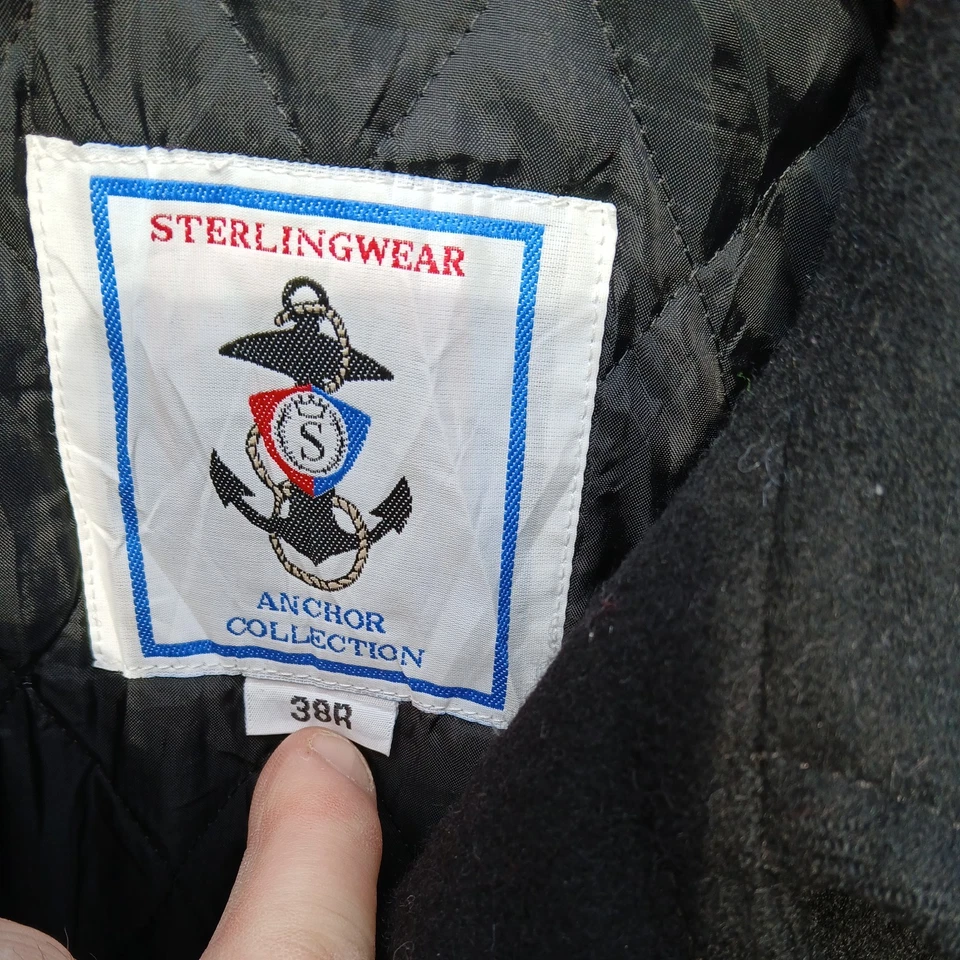 Sterlingwear Peacoat Mens 38R Wool Quarterdeck US Navy Military Anchor Button US - Image 3 of 4