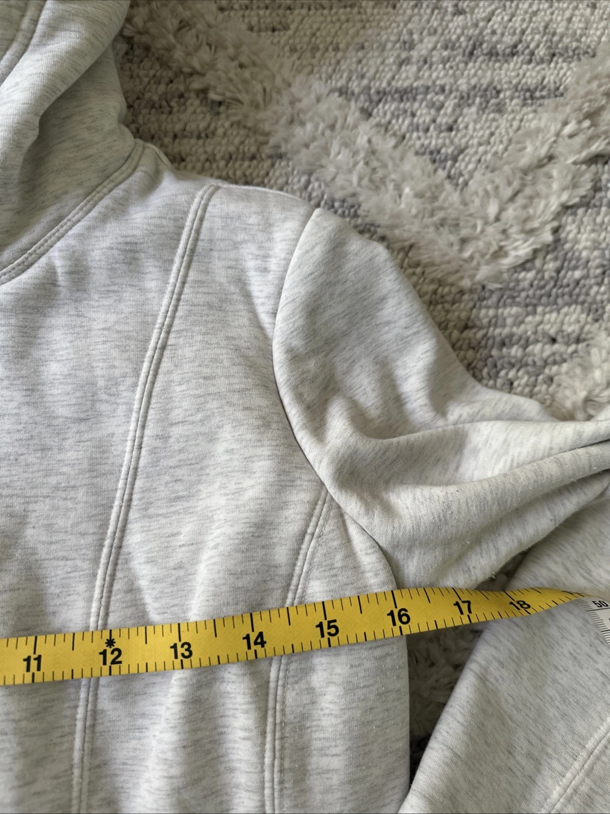 OFF WHITE Felpa con cappuccio Athleta Heather grigia e avorio foderata sherpa zip davanti collo alto piccola
