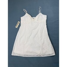 No Boundaries Winter White Swiss Dot Lace Trim Mini Dress Medium NWT
