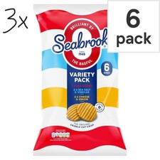 SALE! Seabrook Variety Pack 3 Flavoured Crisps 18 Bags (3x6 Packs) 25g BULK BOX|