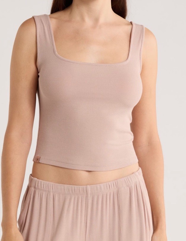 Barefoot Dreams Ultra Soft Rib Crop Tank * Brown * Taupe * Shirt * NWT *  XL
