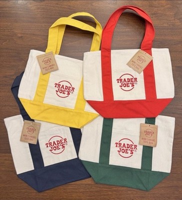 BRAND NEW with TAGS - Trader Joe s - Holiday Canvas Mini Tote Bag - Set of 4