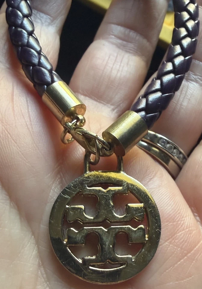 Pulsera de cuero trenzado con cuerda negra TORY BURCH Foto 2 de 3