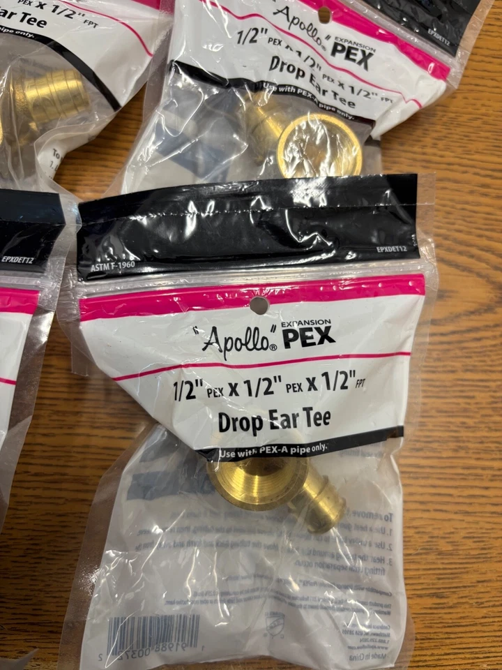 1/2 in. Brass PEX-A Barb x Brass PEX Barb x Female Pipe Thread Drop-Ear Tee - Image 2 of 4