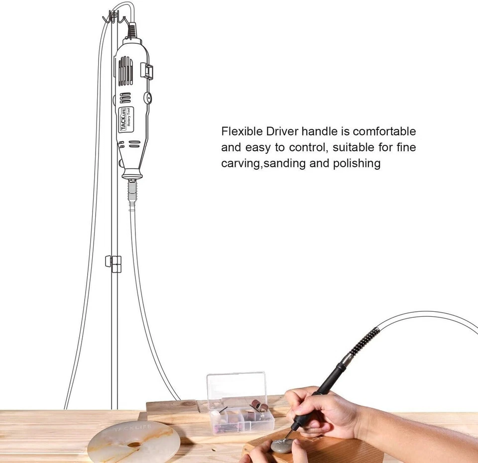 63Pcs Rotary Tool Set 3.2mm 1/8" Chuck 32000RPM 6 Speeds with FlexShaft and Case - Image 4 of 4
