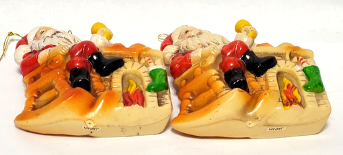 Vintage Plastic Blow Mold Santa w/ Fireplace Christmas Holiday Ornament - Picture 5 of 6