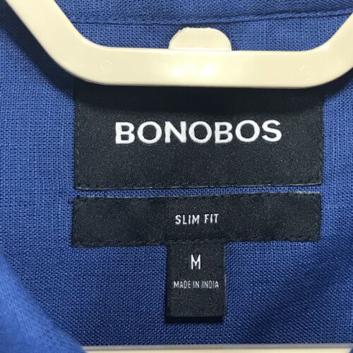 Camisa Bonobos de lino lavado para hombre M calce ajustado azul 2 bolsillos manga larga nueva sin etiquetas - Imagen 4 de 8