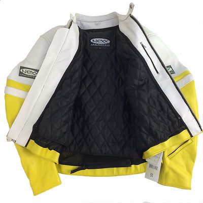 NEXX UNLIMITED サイズ42 ジャケット イエロー NEXX UNLIMITED RACING MEN'S LEATHER JACKET, NEX-0962 YELLOW-WHITE