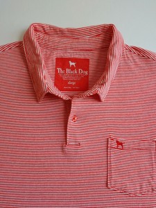 The Black Dog Red White Striped 2 Button Polo Shirt W Dog Logo On Pocket Sz Xl Ebay