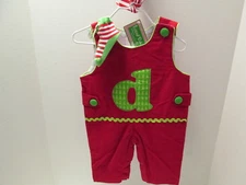 Mud Pie Red Corduroy Initial "D" Longall and Christmas Socks, Size 0-6 Mos, NWT