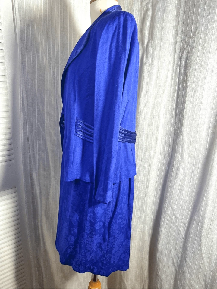 Miss Dorby | Women’s | Dress Suit | Size 14 | Vintage 2 Piece Cerulean Blue Dres - Image 3 of 4