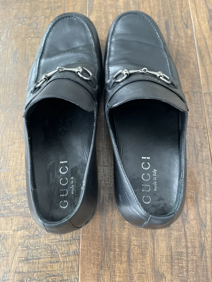 Gucci 110 15850 Black Leather Loafers with Custom Rubber Soles – Size 9 - Image 3 of 4