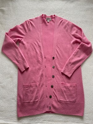 Pure Collection Cashmere Boyfriend Cardigan UK 12 Pink UK
