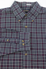 Brooks Brothers Button Down Shirt Mens XL Navy Plaid Long Sleeve Non-Iron