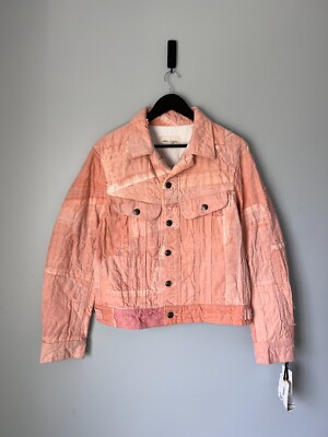 グレッグローレン 23SS STICH WORK TRUKER JACKET Greg Lauren Stitchwork Trucker Jacket - Size Medium - Pink - NEW