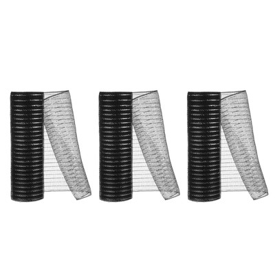 3pcs Decorative Mesh, 10Inx10Yard Decorative Mesh Ribbon Roll,Black