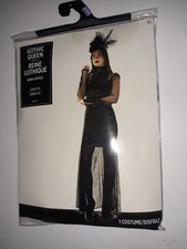 Gothic Queen Halloween Costume Dress Black Vampire Women's Size Large 12/14 NEW