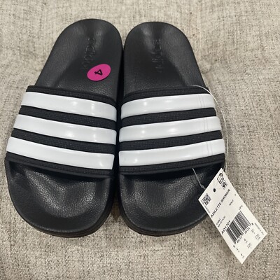Adidas Mens Adilette Shower Slide Sandals TM8 Black White B42212 Size US:4