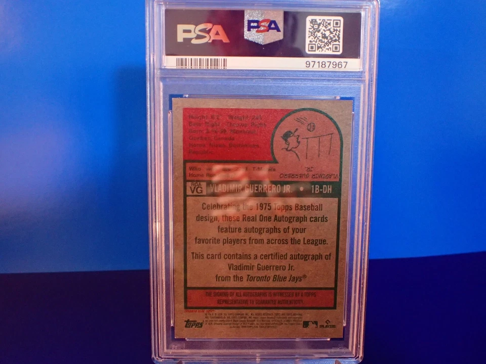 2024 TOPPS HERITAGE #ROAVG VLADIMIR GUERRERO JR REAL ONE AUTO RED INK PSA 8.5 - Image 3 of 3