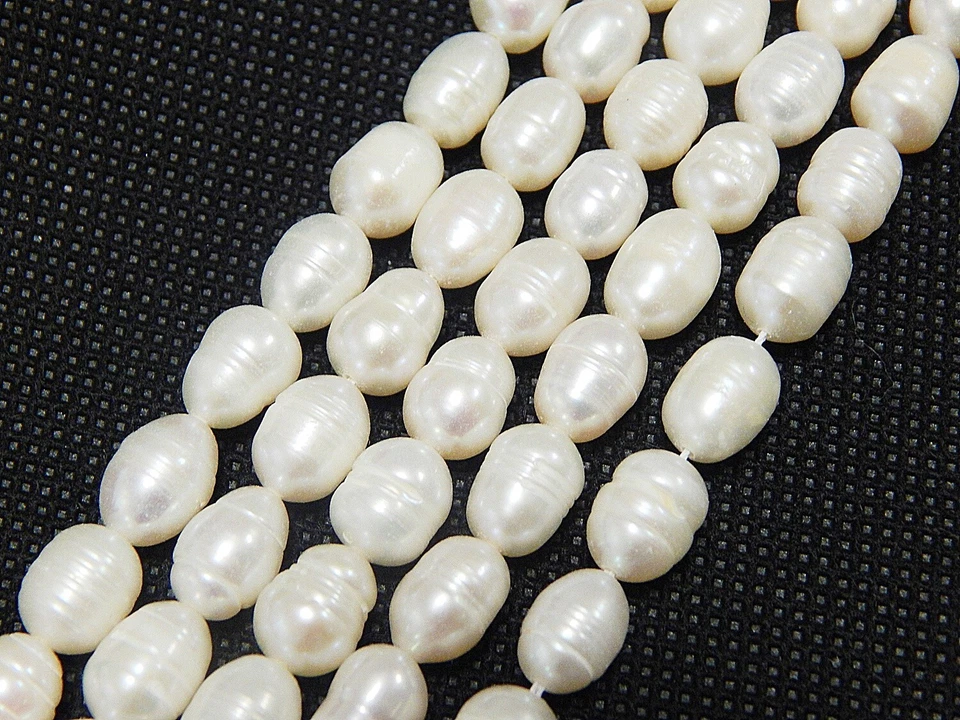 20 Natürliche Süßwasserperlen Zuchtperlen Weiß Oval Barock Edelstein Perlen D501 - Bild 2 von 4