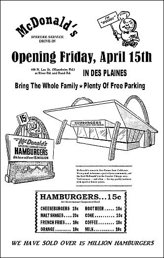 McDonald's 1955 Grand Opening 11X17 Poster - Des Plaines Illinois