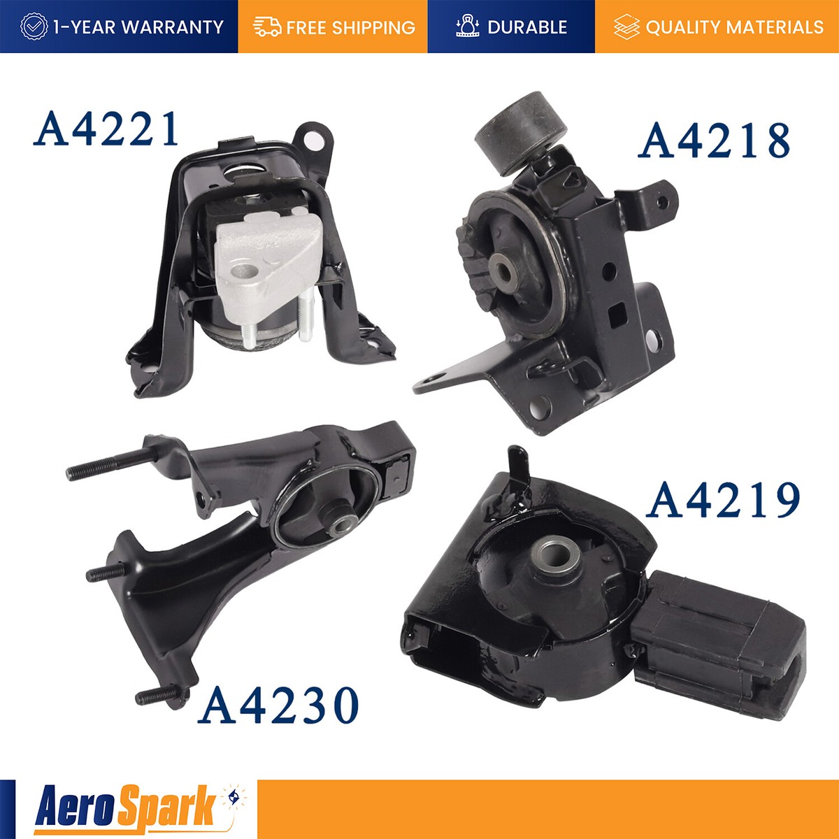 4 Engine Motor & Trans Mount for 2003-2008 Toyota Corolla 1.8L l4