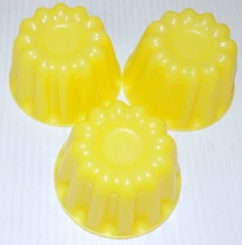 3 Yellow Vintage Plastic Container Corp. Mold/ Dessert Cups 1 3/4"" Tall No Lid