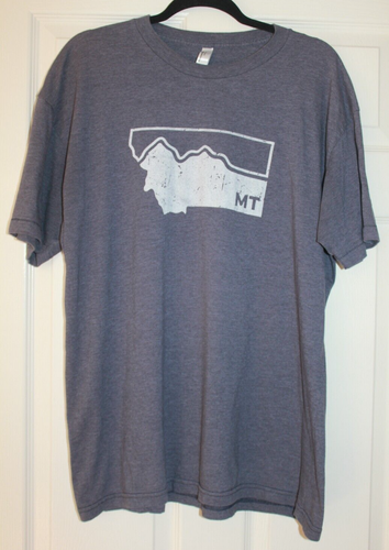 Men's tshirt Montana state shape mountains 2X crew neck heather gray distressed