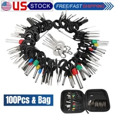 100pcs Pin Ejector Wire Kit Extractor Connector Puller Car Terminal Removal Tool