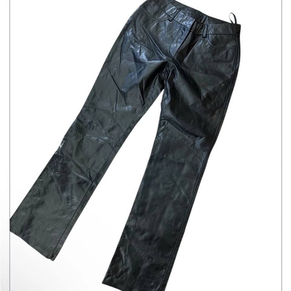 Pantalones Express Vintage Años 90 Cuero Genuino Negro Pierna Recta Talla 2 Foto 2 de 4