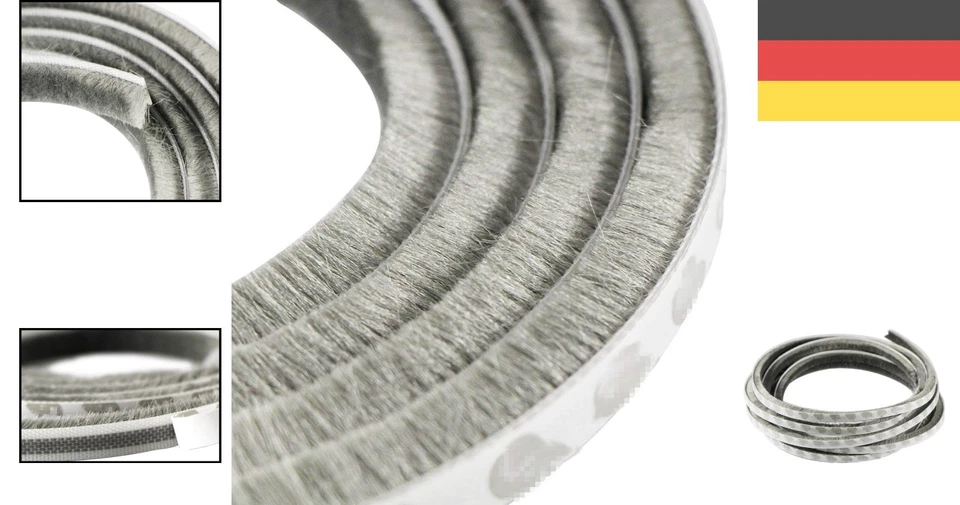 Winddicht Dichtungsband selbstklebend Bürstenleiste 5m Grau - Bild 2 von 4