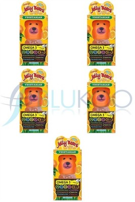 Jelly Bears Vitamin Fruchtbär Gummis Orangengeschmack - 60 Gummis (5er Pack)