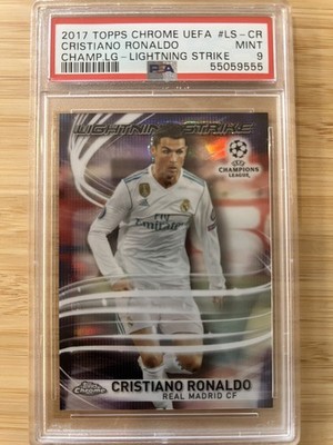 2017 Topps Chrome UCL Cristiano Ronaldo Lightning Strike Real Madrid PSA 9