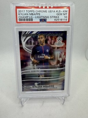 Kylian Mbappe Topps Chrome 2017 UCL  Lightning Strike PSA 10 PSG Rookie