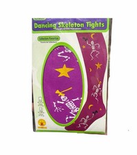 Purple Dancing Skeleton Print Tights Children  s Large 70-100 Lbs