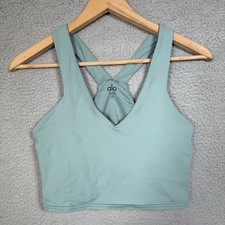 Alo Yoga Airbrush Real Bra Teal Blue Athleisure Soft Size Medium