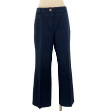 St. John Collection Stretch Wide Leg Tailored Pants Navy Blue  Size: 10