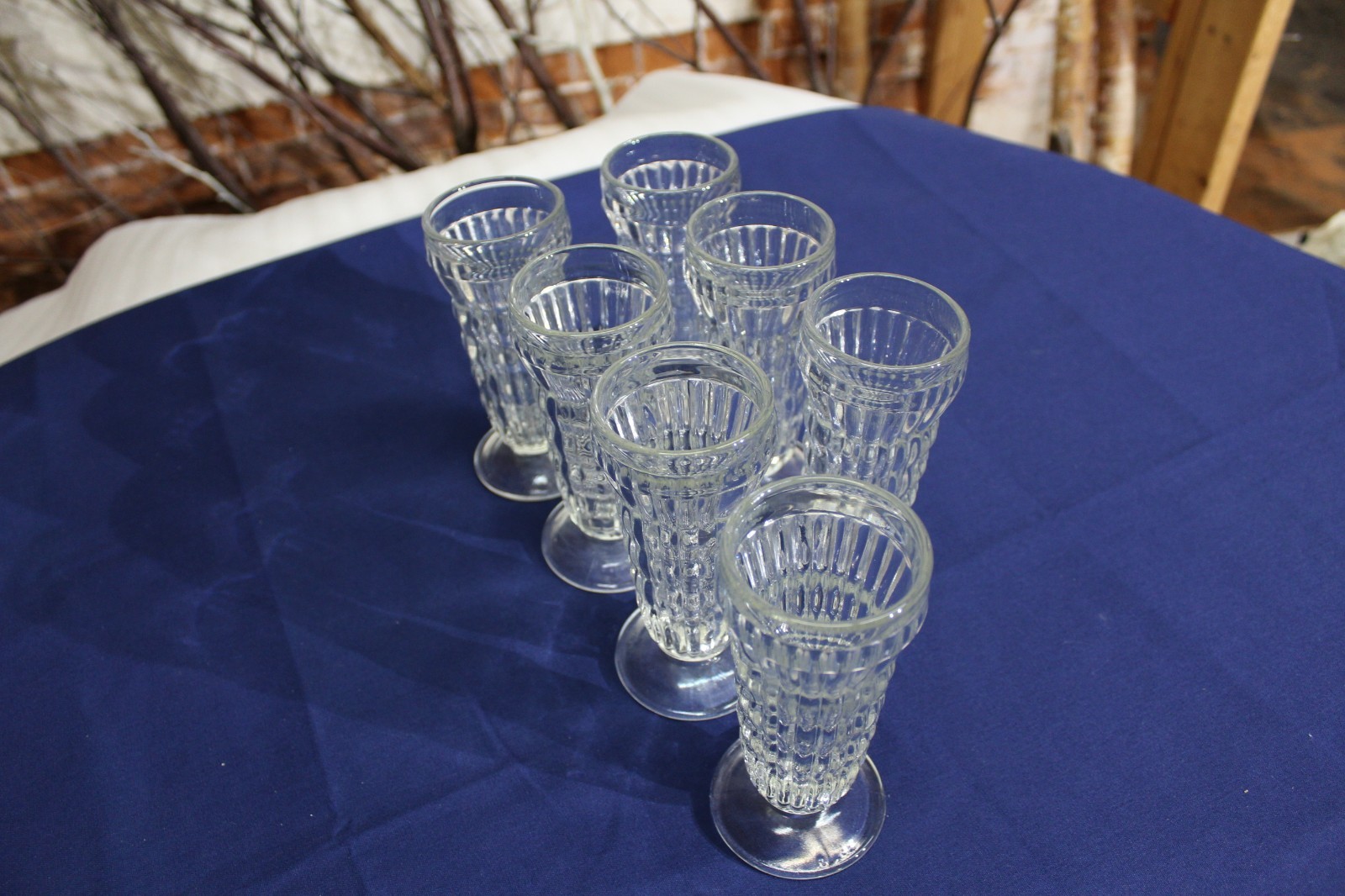 Vintage Set of 7 Jeannette Glass Co. PARFAIT / JUICE GLASSES - Ripple Design