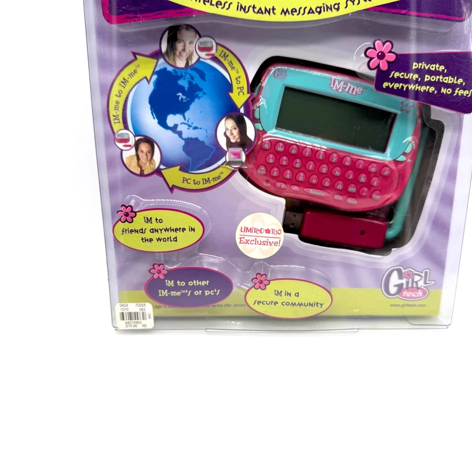 Juguete electrónico retro Girl Tech IM-ME nuevo IOB Radica 2007 Y2K mensaje instantáneo Foto 3 de 4