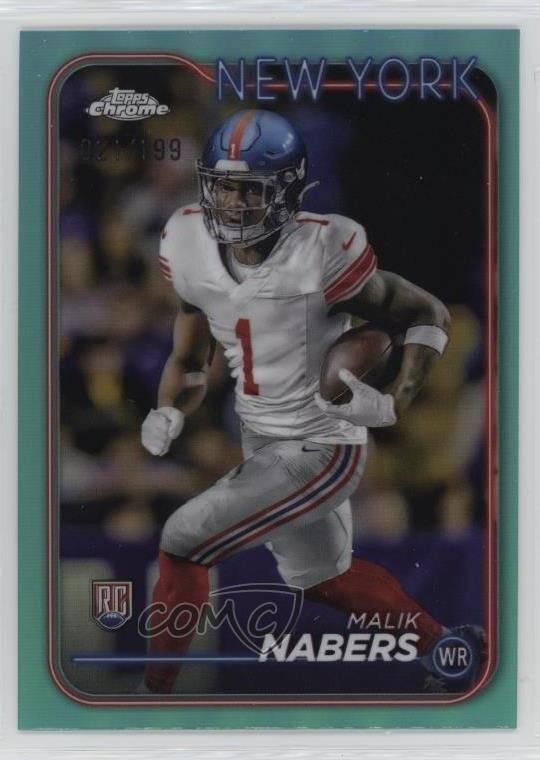 2024 Topps Chrome Rookies Aqua Refractor 21/199 Malik Nabers #205 Rookie RC 2h5