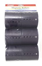 Magnetic Hair Rollers 3 Inch Jumbo, 6 Count Plum Snap-On Curlers for Smooth D...