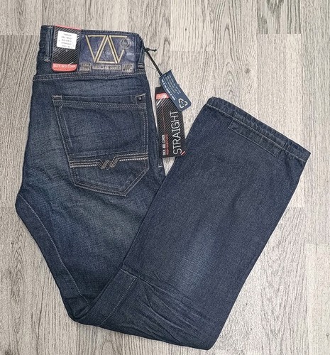 Pantalones de mezclilla Duck and Cover para hombre Rio Dirty Thanda pierna recta lavado oscuro 30-30 nuevos - Imagen 18 de 18