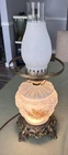 Milk Glass GWTW Lamp Embossed Rose 3 Way Light Banquet Parlor Lamp Missing Globe